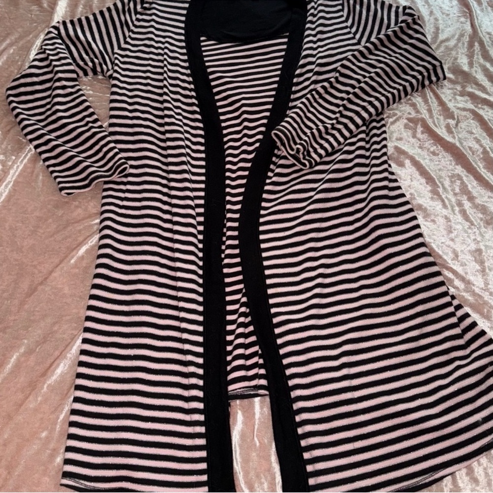 Victoria's Secret Black and Pink Striped Cardigan